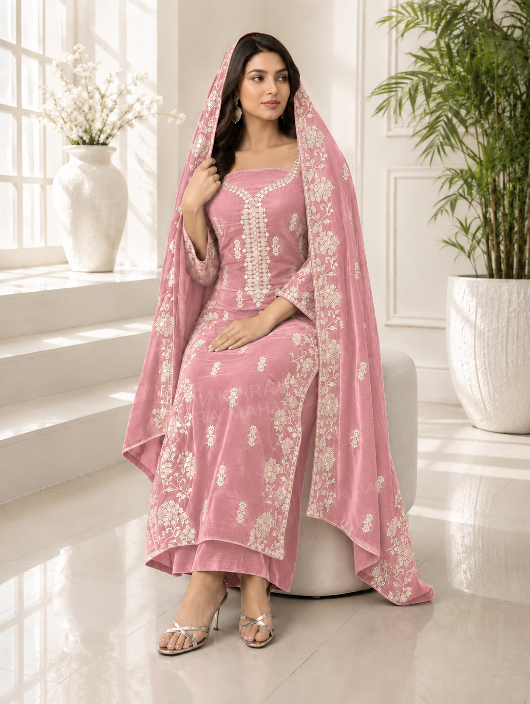 Premium 9000 China Imported Velvet – Cross Stitch Gala & Sequins 3 Piece Unstitched Suit