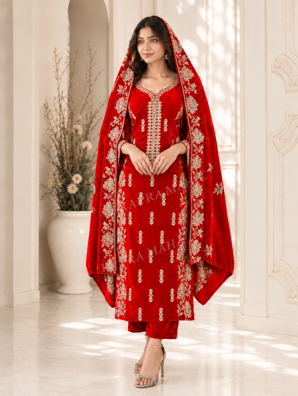Premium 9000 China Imported Velvet – Cross Stitch Gala & Sequins 3 Piece Unstitched Suit
