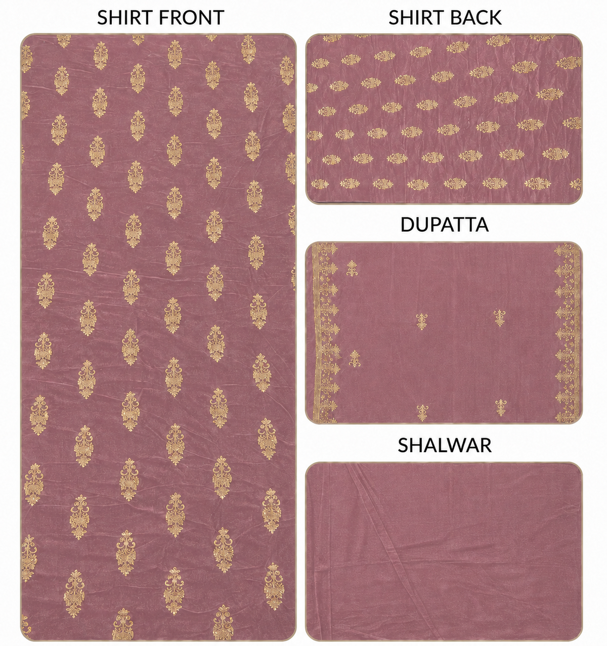 Premium 9000 China Imported Velvet – All Over Thread & Sequins 3 Piece Unstitched Suit