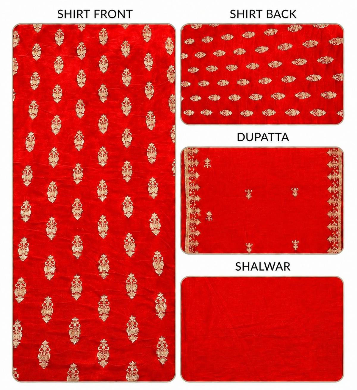 Premium 9000 China Imported Velvet – All Over Thread & Sequins 3 Piece Unstitched Suit