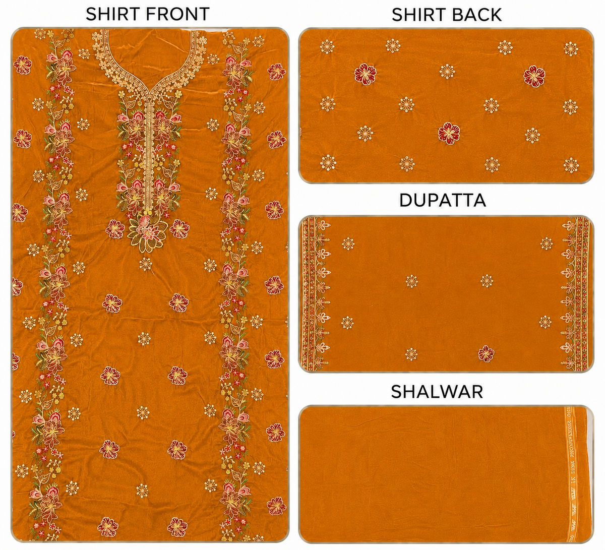 Premium 9000 China Imported Velvet – Multi gala  Thread & Sequins 3 Piece Unstitched Suit