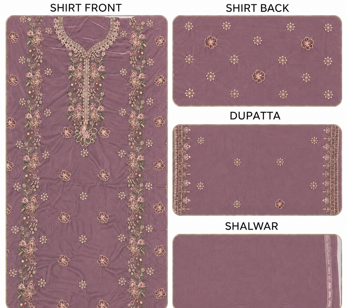 Premium 9000 China Imported Velvet – Multi gala Thread & Sequins 3 Piece Unstitched Suit