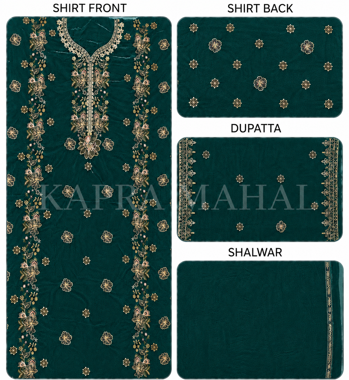 Premium 9000 China Imported Velvet – Multi gala  Thread & Sequins 3 Piece Unstitched Suit