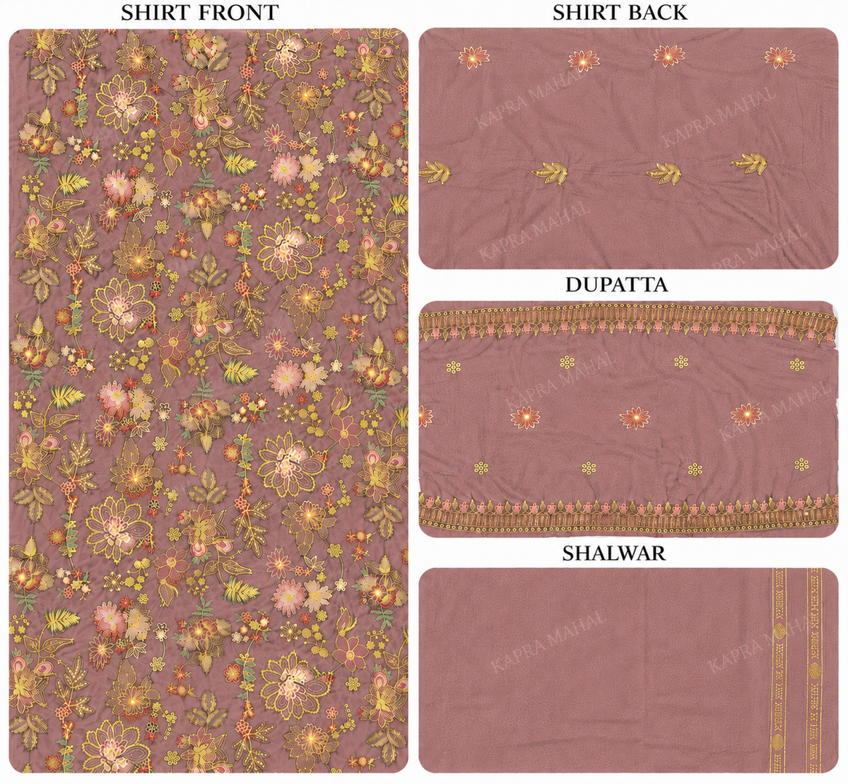 Premium 9000 China Imported Velvet – Bareza Thread & Sequins 3 Piece Unstitched Suit