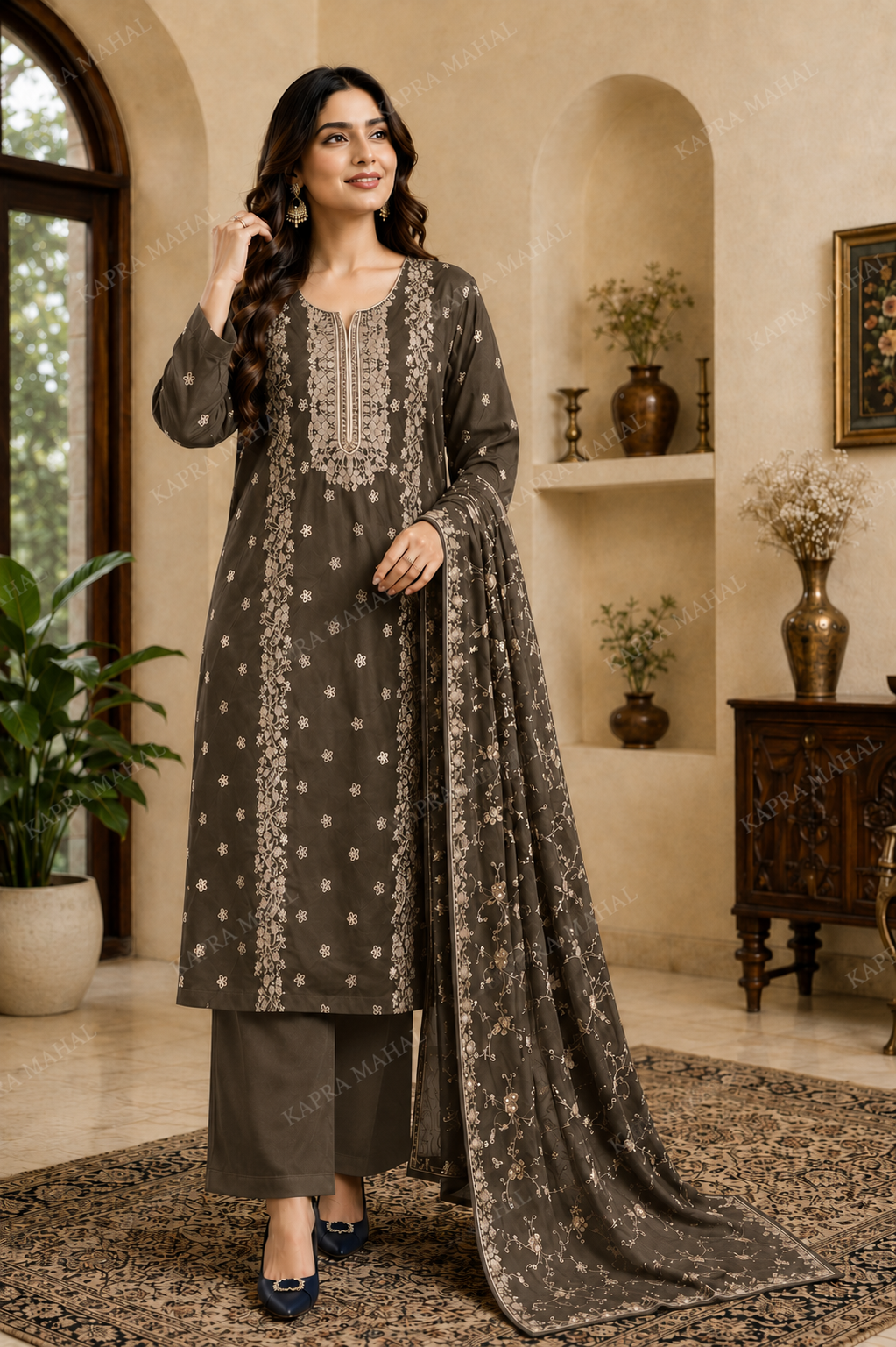 Premium 9000 China Imported Velvet –&nbsp;Royal Gala&nbsp;&amp; Sequins 3 Piece Unstitched Suit