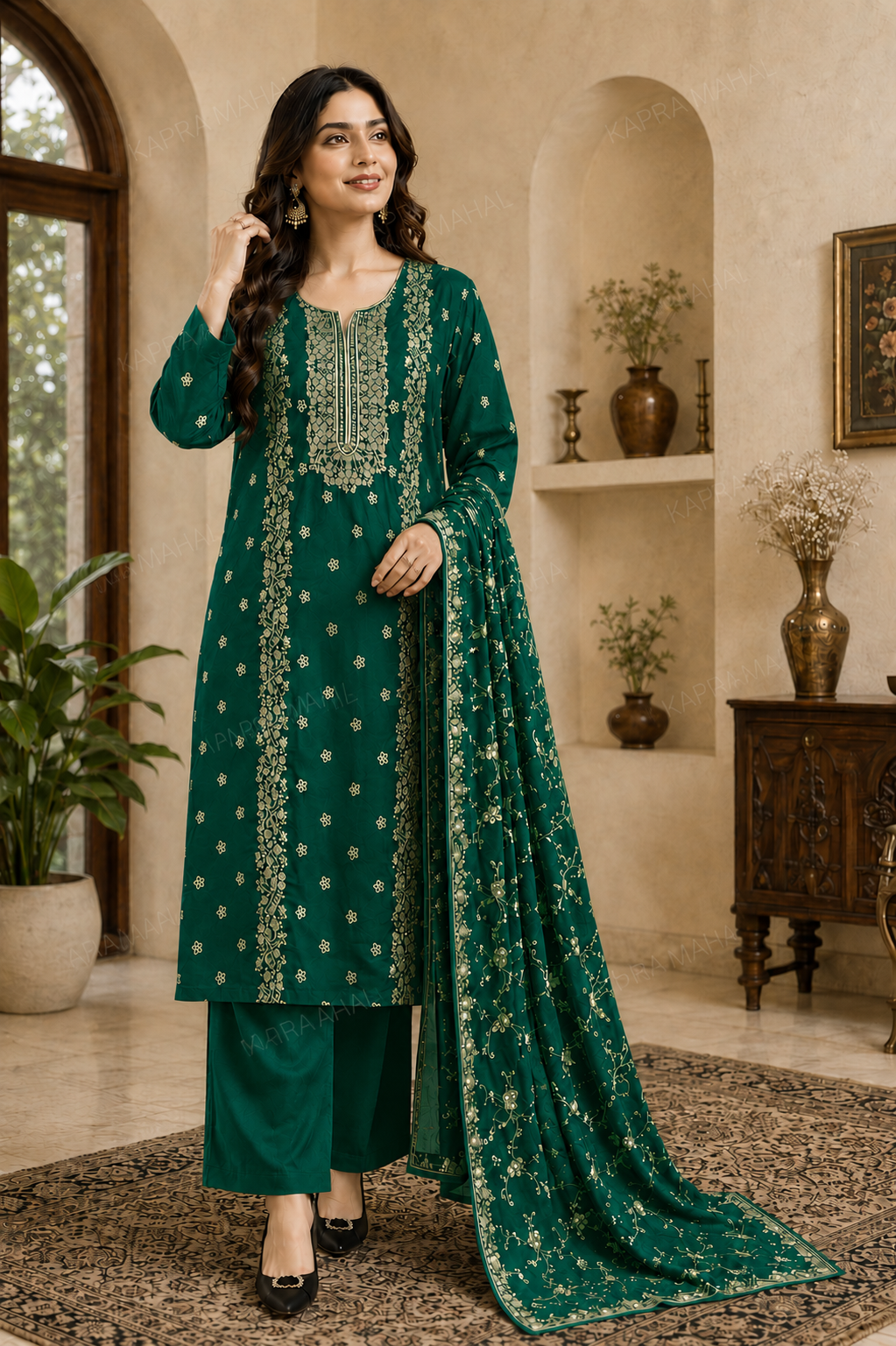 Premium 9000 China Imported Velvet –&nbsp;Royal Gala&nbsp;&amp; Sequins 3 Piece Unstitched Suit