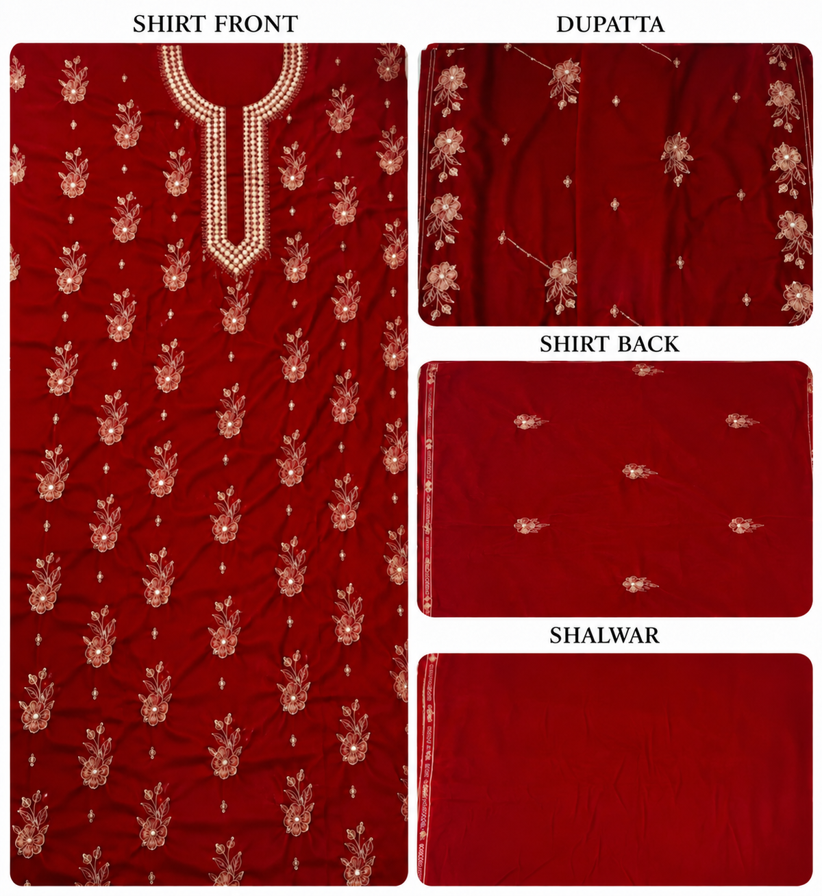 Premium 9000 China Imported Velvet – 9mm Gala & Sequins 3 Piece Unstitched Suit