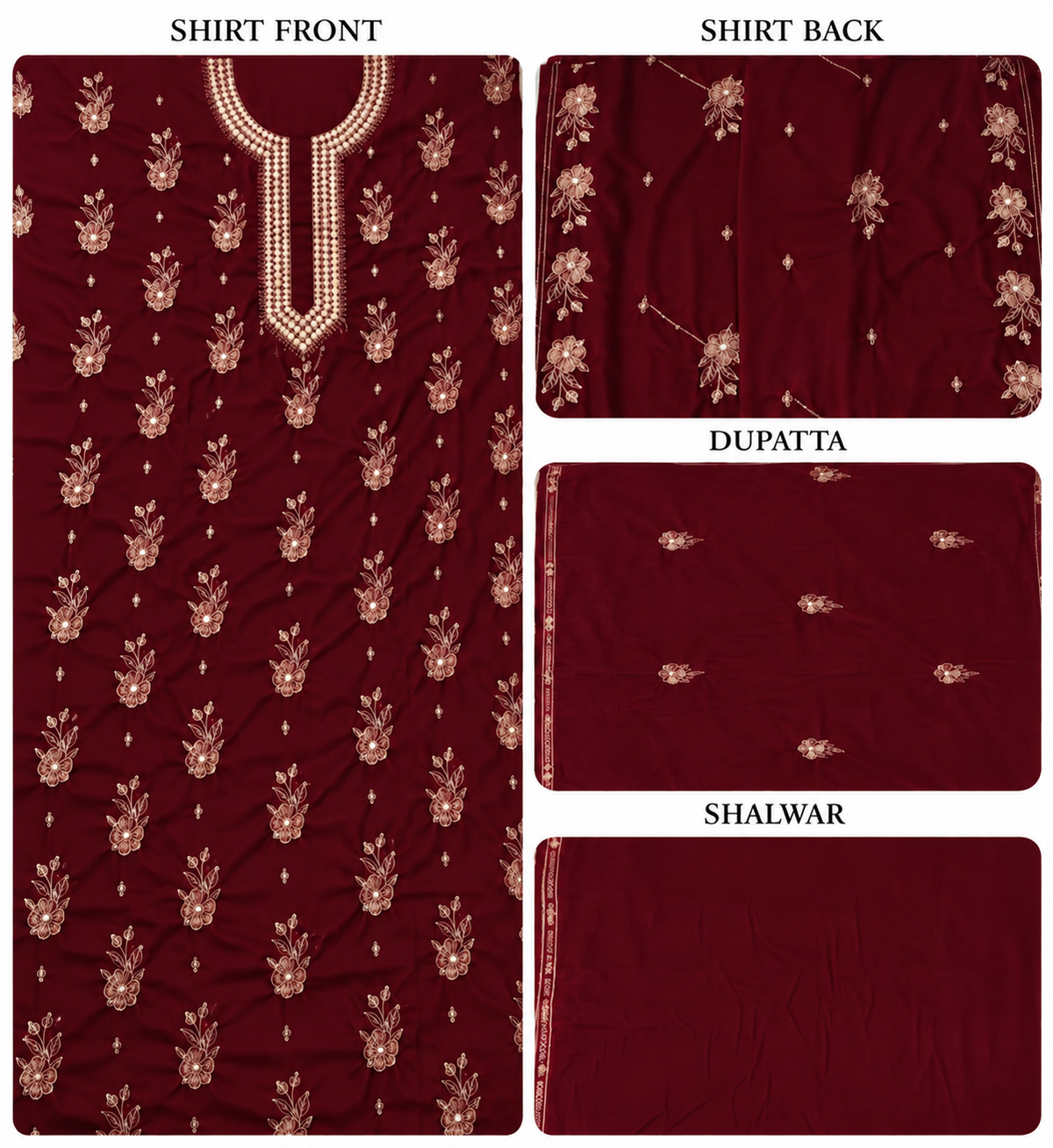 Premium 9000 China Imported Velvet – 9mm Gala & Sequins 3 Piece Unstitched Suit