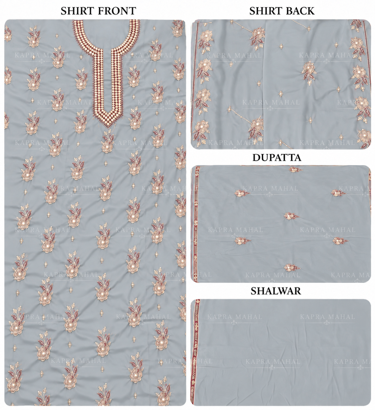 Premium 9000 China Imported Velvet –&nbsp;9mm Gala&nbsp;&amp; Sequins 3 Piece Unstitched Suit