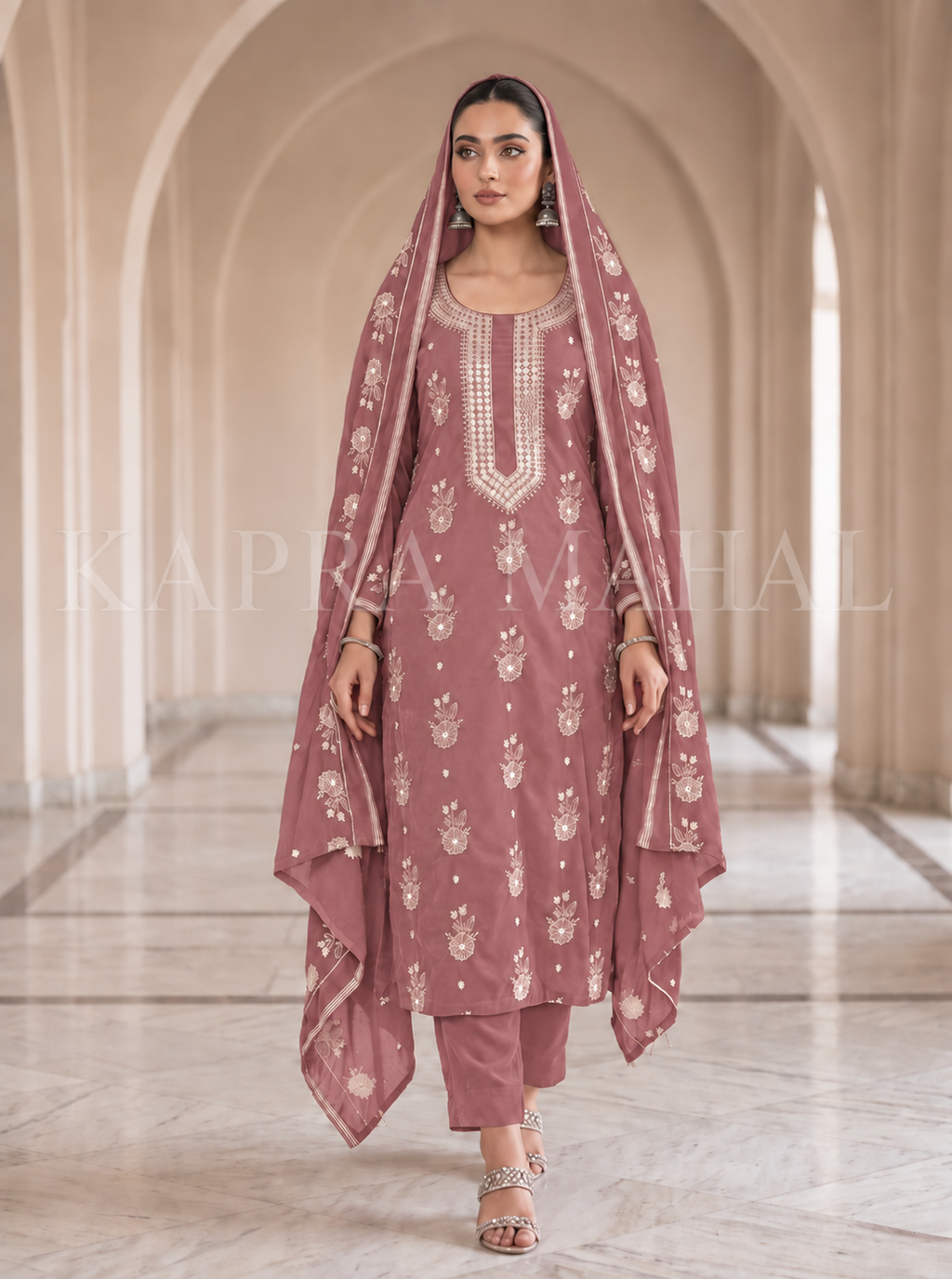 Premium 9000 China Imported Velvet – 9mm Gala & Sequins 3 Piece Unstitched Suit