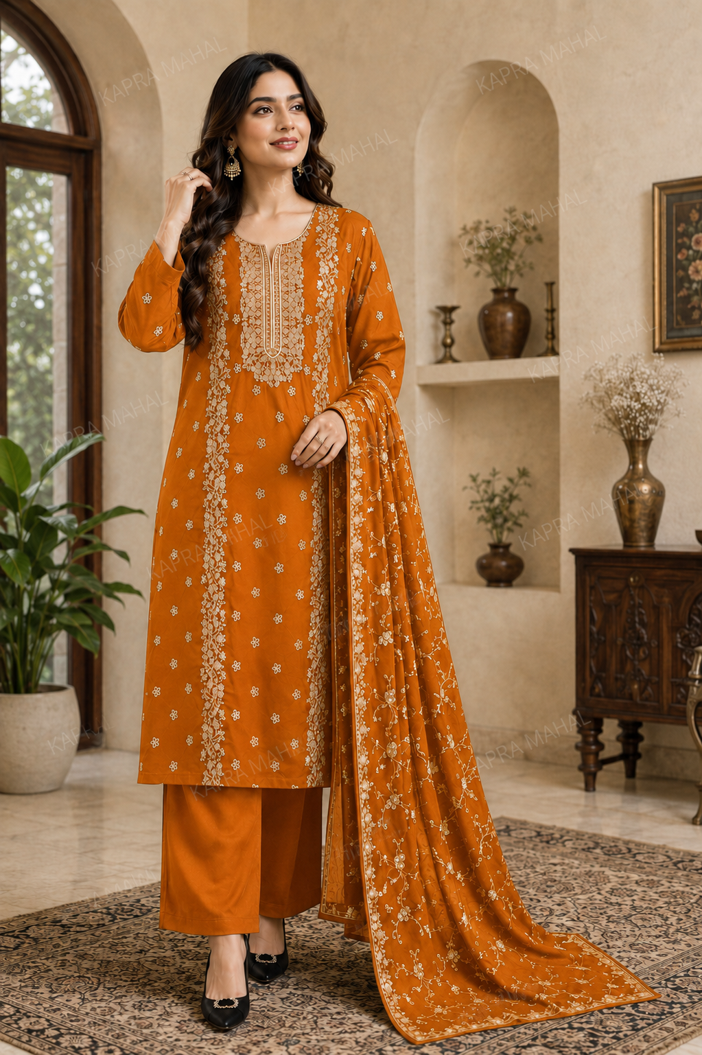Premium 9000 China Imported Velvet –&nbsp;Royal Gala&nbsp;&amp; Sequins 3 Piece Unstitched Suit