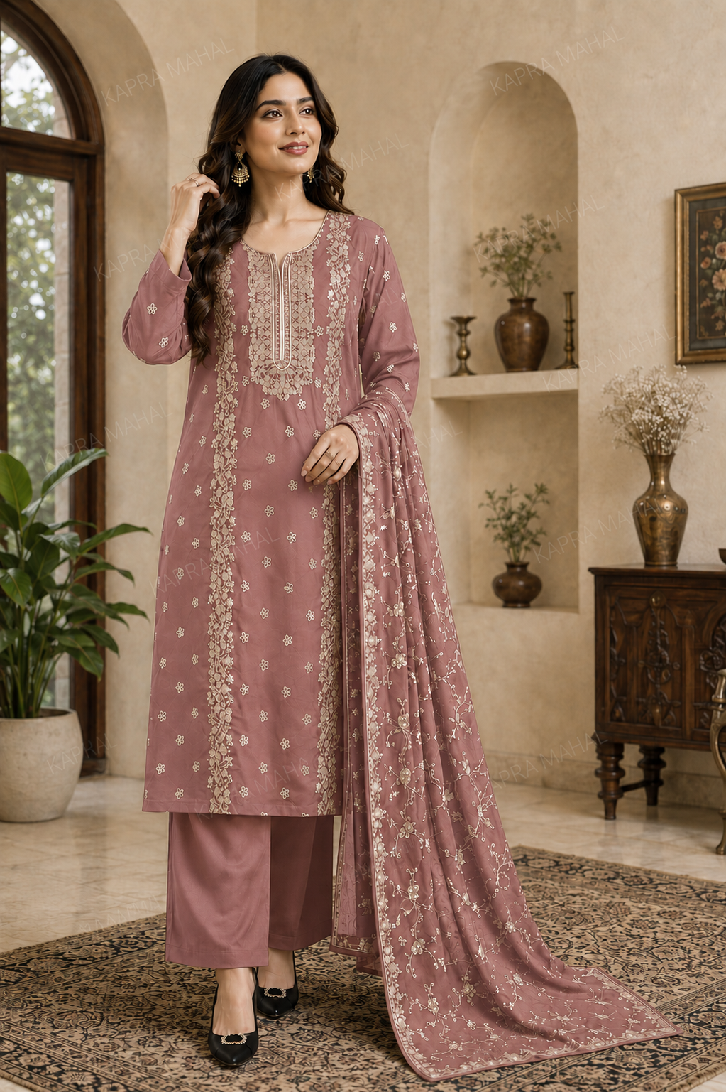 Premium 9000 China Imported Velvet –&nbsp;Royal Gala&nbsp;&amp; Sequins 3 Piece Unstitched Suit