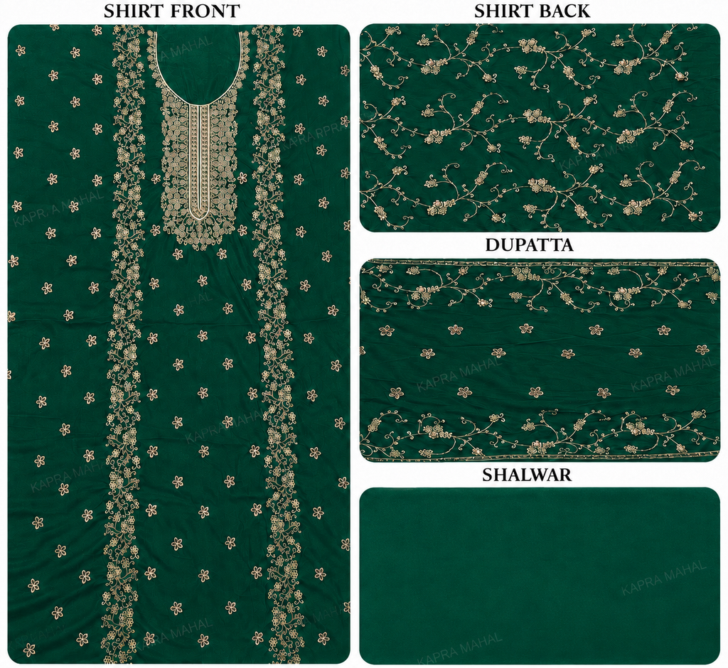 Premium 9000 China Imported Velvet –&nbsp;Royal Gala&nbsp;&amp; Sequins 3 Piece Unstitched Suit