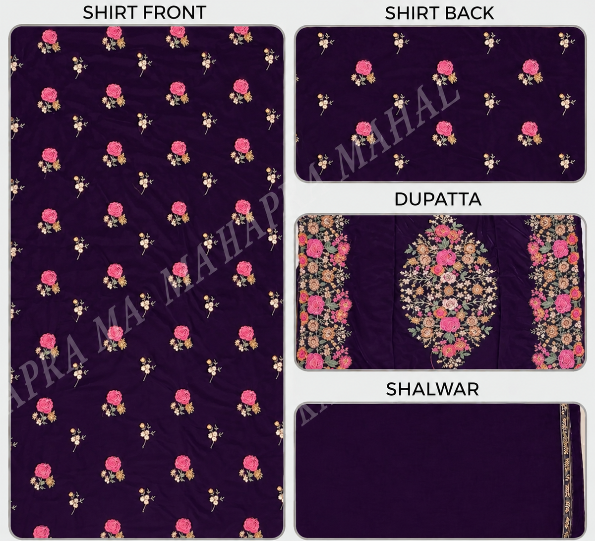 Premium 9000 China Imported Velvet – Shal Set & Sequins 3 Piece Unstitched Suit