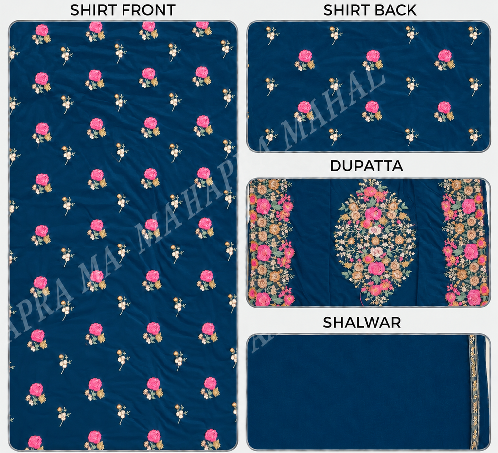 Premium 9000 China Imported Velvet – Shal Set & Sequins 3 Piece Unstitched Suit