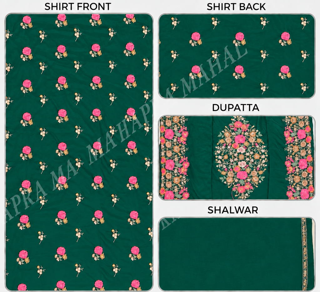 Premium 9000 China Imported Velvet – Shal Set & Sequins 3 Piece Unstitched Suit